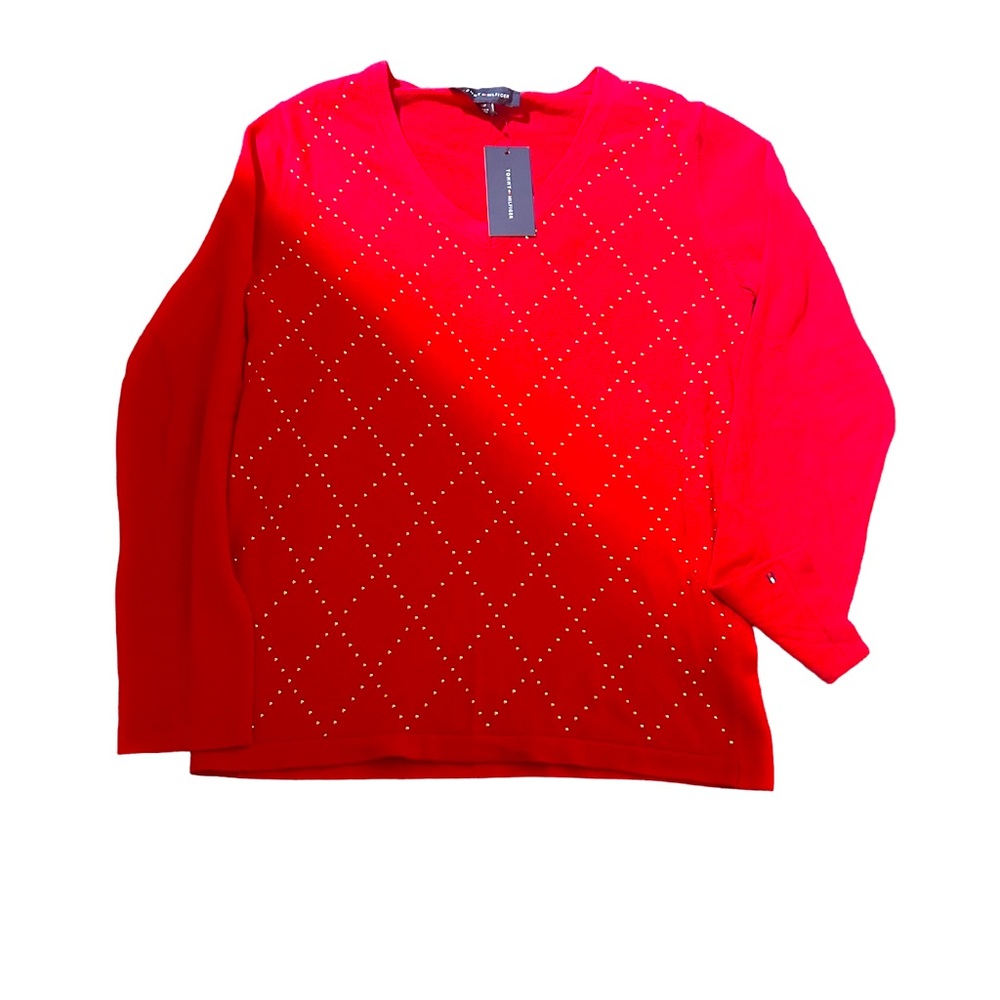 Light red and gold Tommy sweater